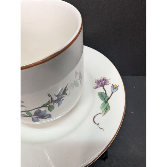 Woodhill by Citation Floral Design Flat Coffee Cup and Saucer Set of 2 - Picture 9 of 11